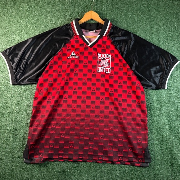 Le Coq Sportif Other - Le Coq Sportif Jersey Mens L Red Good Newton United 43 Checkered Soccer Shirt